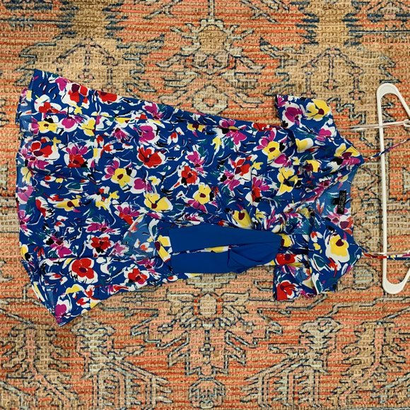 Blue Floral Off the Shoulder Wrap Dress - Topshop - Picture 4 of 7